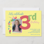 3e verjaardag van de uitnodiging van de fotopartij (Voorkant)