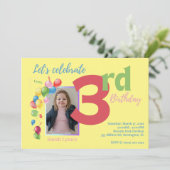 3e verjaardag van de uitnodiging van de fotopartij (Staand voorkant)