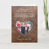 3e verjaardag van het lederen huwelijk op maat fot kaart (Voorkant)