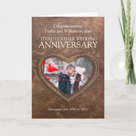 3e verjaardag van het lederen huwelijk op maat fot kaart