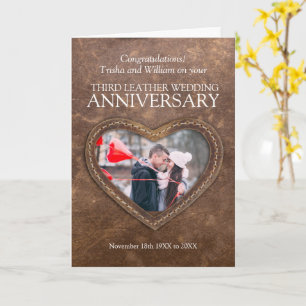 3e verjaardag van het lederen huwelijk op maat fot kaart