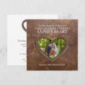 3e verjaardag van het lederhuwelijk bruin hart kaart (Voorkant / Achterkant)
