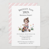 3e. Verjaardag van het meisje op een driewieler Kaart (Voorkant / Achterkant)