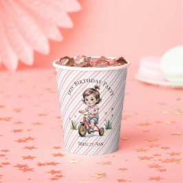 3e. Verjaardag van het meisje op een driewieler Papieren Bekers