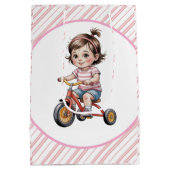 3e. Verjaardag van het meisje op een driewielers f Medium Cadeauzakje (Achterkant)