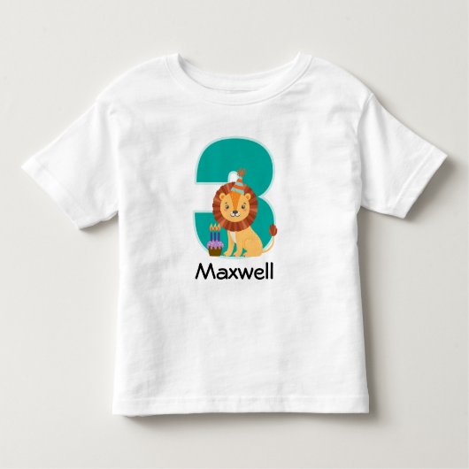 3e verjaardag van het Oerwoud Lion op persoonlijke Kinder Shirts (Voorkant)