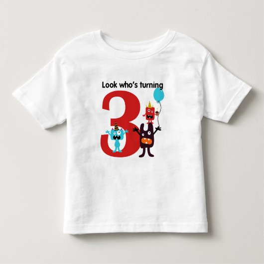 3e verjaardag van het Tshirt Cute Monster (Voorkant)