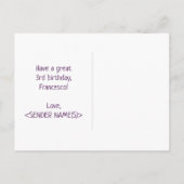 3e verjaardag: Vet, Vun, eenvoudig, regenboog 3 Briefkaart (Achterkant)