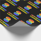 3e verjaardag: Vet, Vun, eenvoudig, regenboog 3 Cadeaupapier (Hoek)