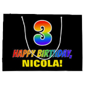 3e verjaardag: Vet, Vun, eenvoudig, regenboog 3 Groot Cadeauzakje (Achterkant)