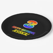 3e verjaardag: Vet, Vun, eenvoudig, regenboog 3 Papieren Bordje (Gekanteld)