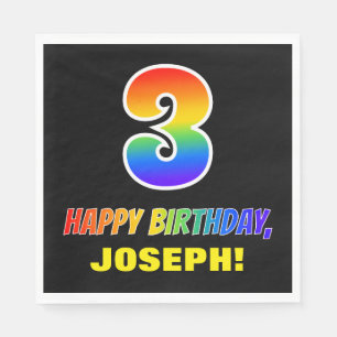 3e verjaardag: Vet, Vun, eenvoudig, regenboog 3 Servet