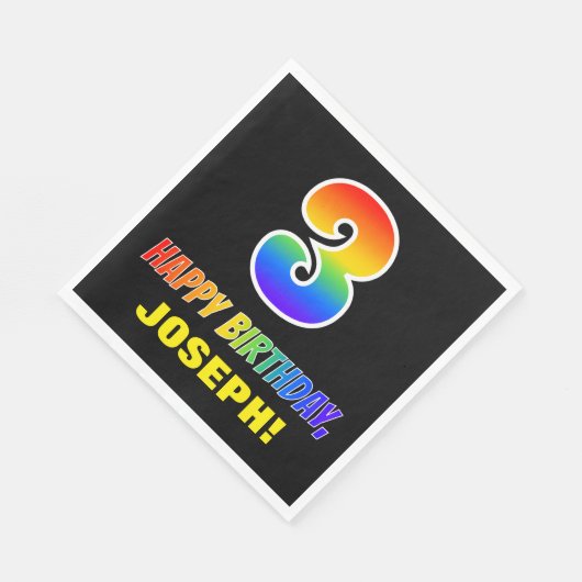 3e verjaardag: Vet, Vun, eenvoudig, regenboog 3 Servet (Hoek)