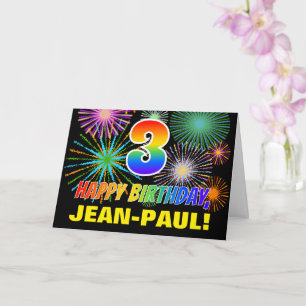 3e verjaardag: Vet, vuurwerk, regenboog 3 Kaart