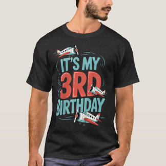 3e Verjaardag Vliegtuig Piloot Peuter Jongens 3 T-shirt