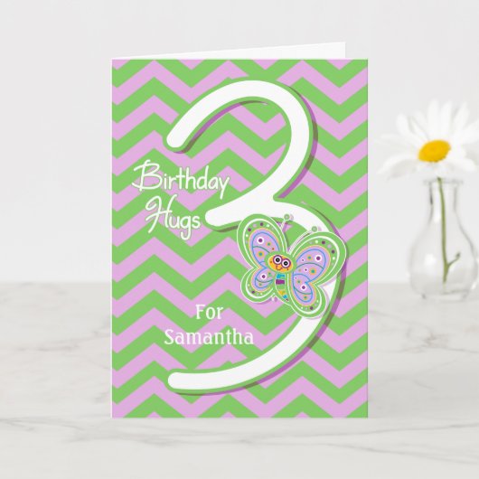 3e verjaardag vlinder — Aangepast Kaart (Kleine Plant)
