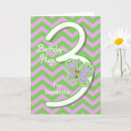 3e verjaardag vlinder — Aangepast Kaart