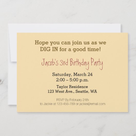 3e verjaardag vrachtwagens feestuitnodiging kaart (Achterkant)