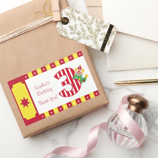 3e Verjaardag Waving Circus Clown Stickers (Geschenken)