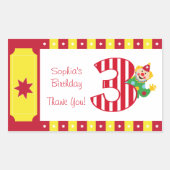 3e Verjaardag Waving Circus Clown Stickers (Voorkant)