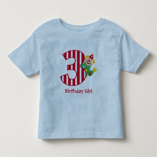 3e verjaardag Waving Circus Clown T-Shirt (Voorkant)