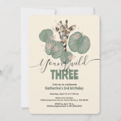 3e Verjaardag Wild Safari Giraffe Animal Party Kaart (Voorkant)