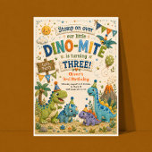 3e verjaardags dinosaurus uitnodiging