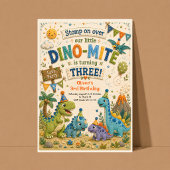 3e verjaardags dinosaurus uitnodiging