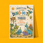 3e verjaardags dinosaurus uitnodiging