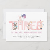 3e verjaardagsfeest, 3 kleine varkens grote boze w kaart (Voorkant)