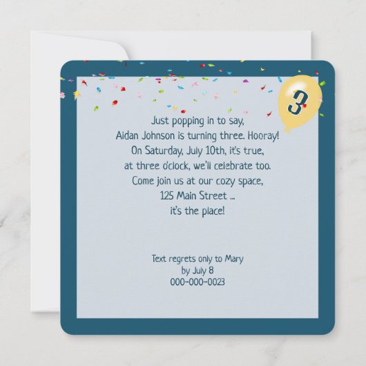 3e verjaardagsfeest Giraffe in een gescheurd papie Kaart (Achterkant)