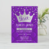 3e verjaardagsfeest - Royal Paarse Silver Kaart (Staand voorkant)