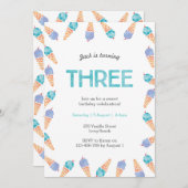 3e verjaardagsfeest | Uitnodiging voor ijs (Voorkant / Achterkant)