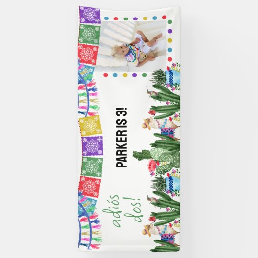 3e verjaardagsfeestje Adios Dos Mexican Fiesta Fot Spandoek (Verticaal)