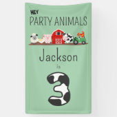 3e Verjaardagsfeestje Dieren Boerderij Verjaardags Spandoek (Verticaal)