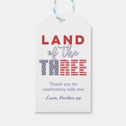 3e Verjaardagsfeestje Sterren en Strepen 4 juli Cadeaulabel (Voorkant)