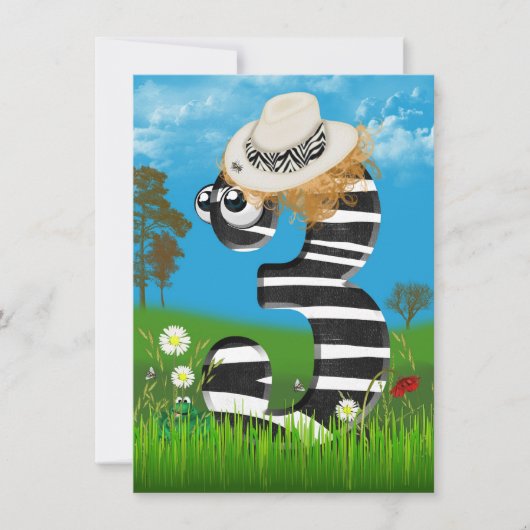 3e verjaardagsfeestje uitnodigen kaart (Voorkant)