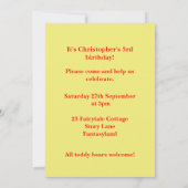 3e verjaardagsfeestje uitnodiging Teddy Bears Part (Achterkant)