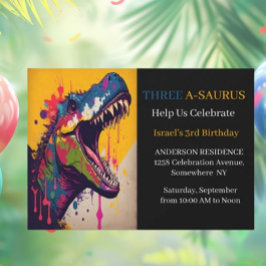 3e Verjaardagsfeestje van de dinosauriër Kaart