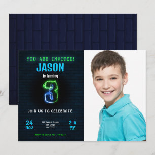 3e verjaardagsfoto uitnodiging voor jongen