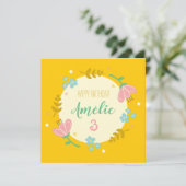 3e verjaardagskaart - meisje floral kaart (Staand voorkant)