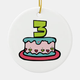 3e verjaardagstaart keramisch ornament