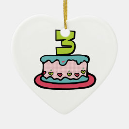 3e verjaardagstaart keramisch ornament