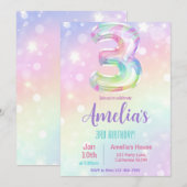 3e verjaardagsuitnodiging meisje 3e verjaardagsfee kaart (Voorkant / Achterkant)
