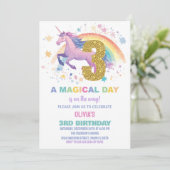 3e verjaardagsuitnodigingen voor eenhoorns kaart (Staand voorkant)