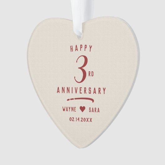 3e wit lederen bruiloft Jubileum Ornament (voorkant)