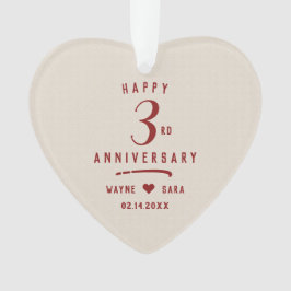 3e wit lederen bruiloft Jubileum Ornament