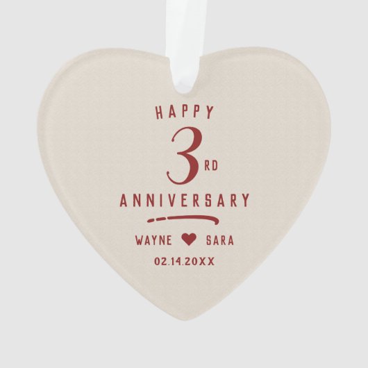 3e wit lederen bruiloft Jubileum Ornament (achterkant)