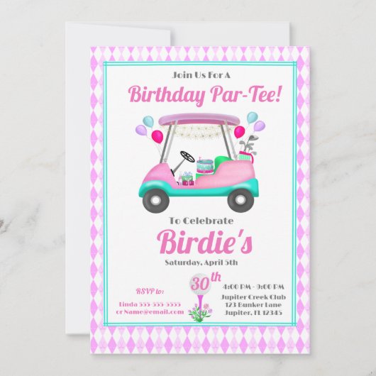 3Elegante Vrouwen Golf Party Winkelwagen 30ste Ver Kaart (Voorkant)