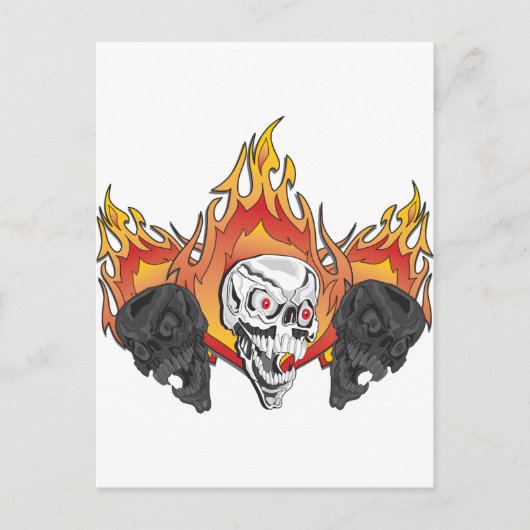 3flaming skulls kopiëren briefkaart (Voorkant)